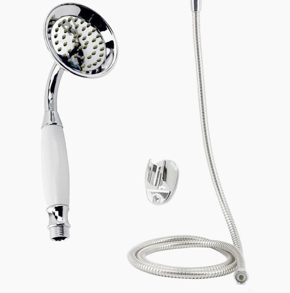 Soffione stile retrò con tubo flessibile 1,8 m – Supporto a muro - ambraled
