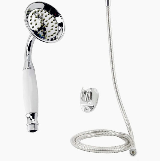 Soffione stile retrò con tubo flessibile 1,8 m – Supporto a muro - ambraled