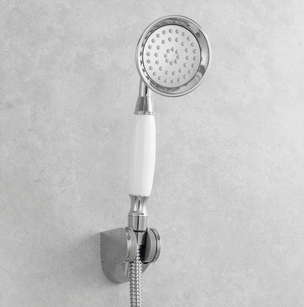 Soffione stile retrò con tubo flessibile 1,8 m – Supporto a muro - ambraled
