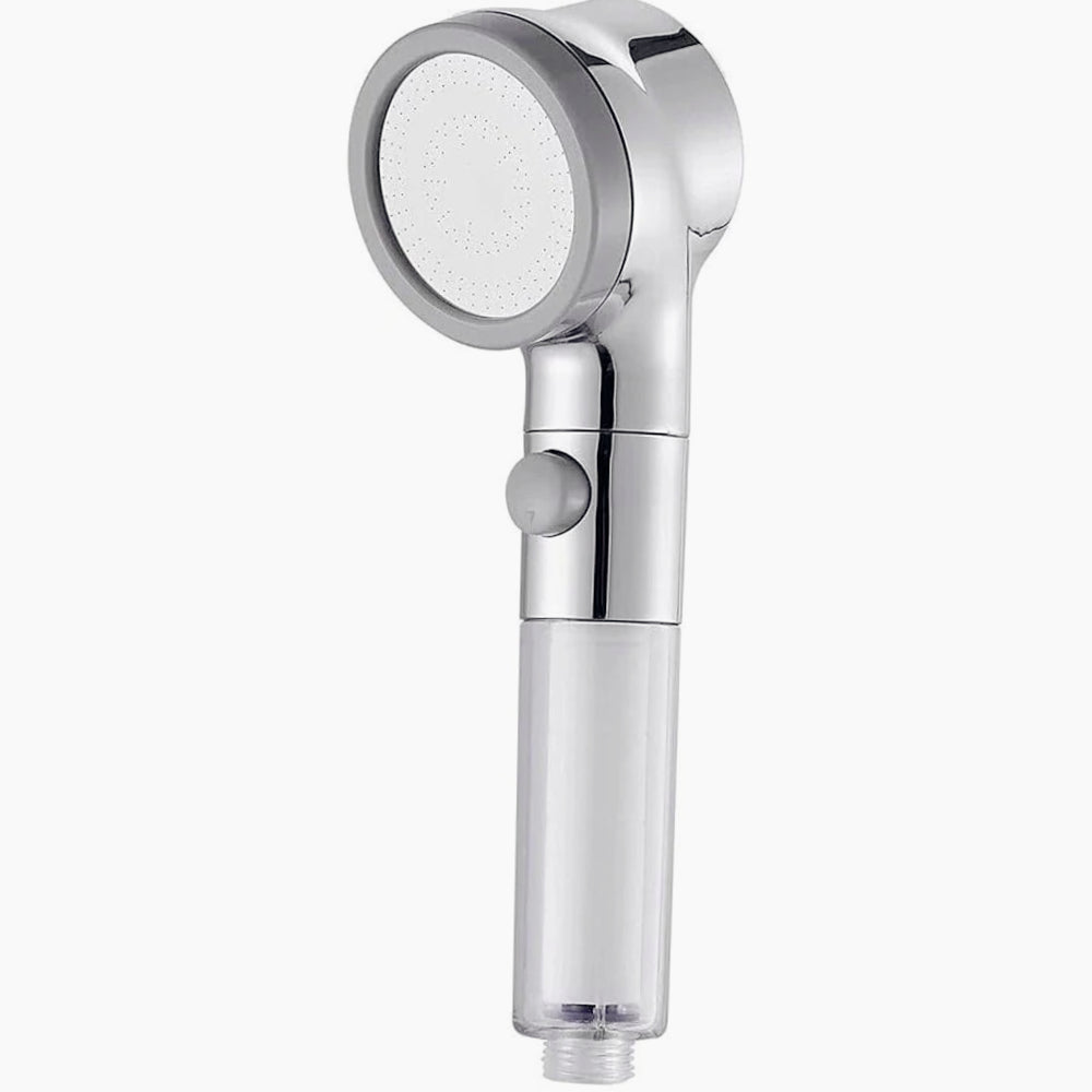 Soffione doccia con filtro anticalcare 3 getti d'acqua tasto ON/OFF - ambraled