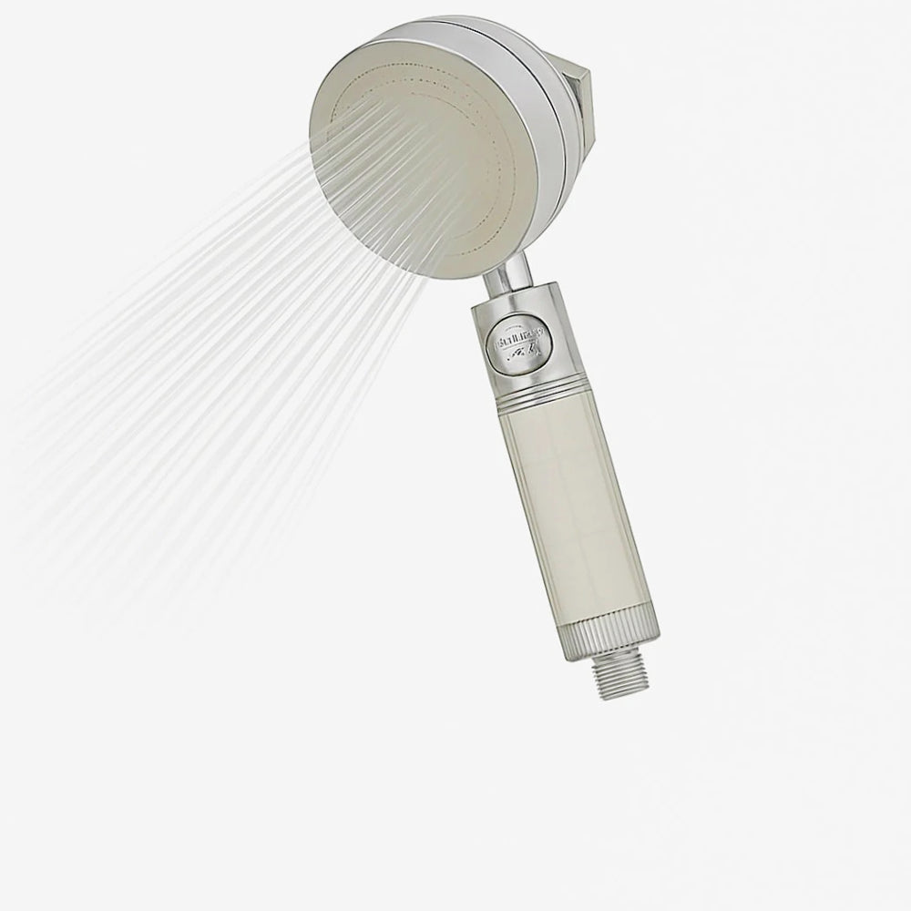 Soffione doccia con filtro anticalcare 3 getti d'acqua tasto ON/OFF - ambraled