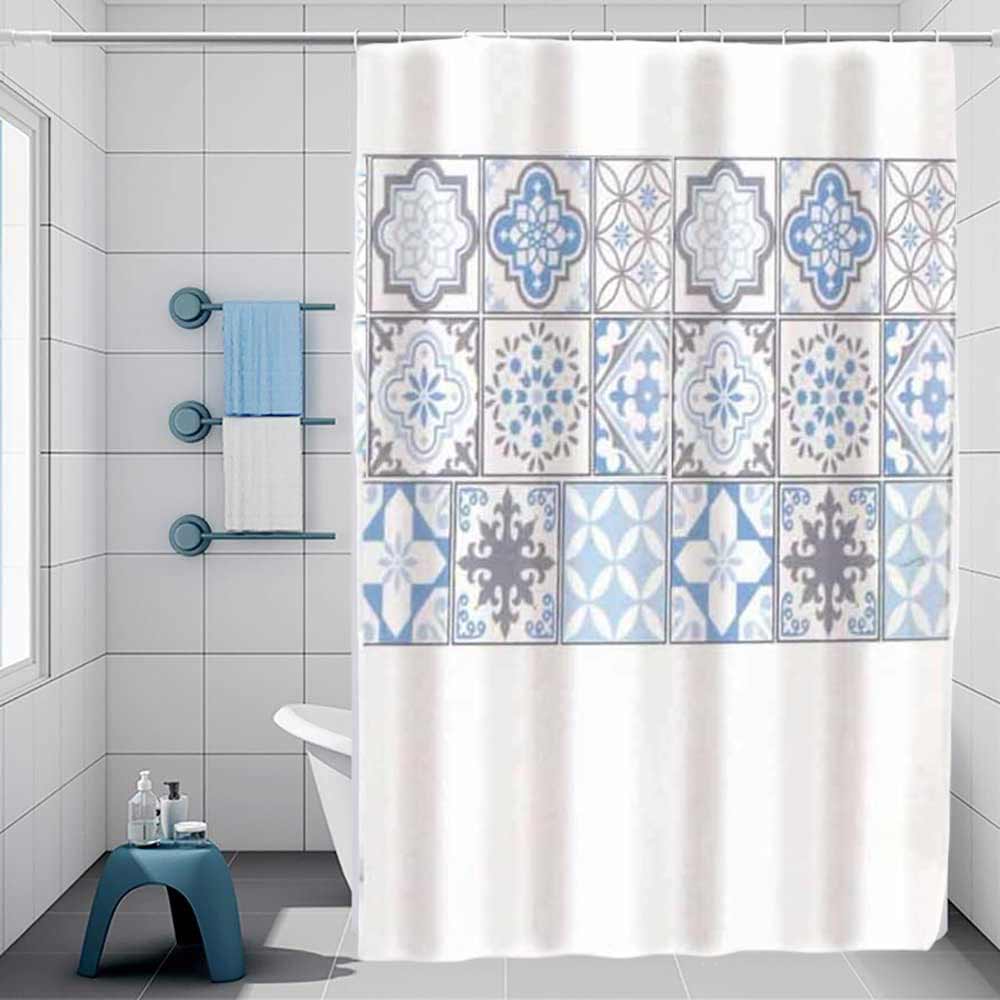 Tenda doccia impermeabile PVC 180x180cm 12 ganci motivo maiorca - ambraled