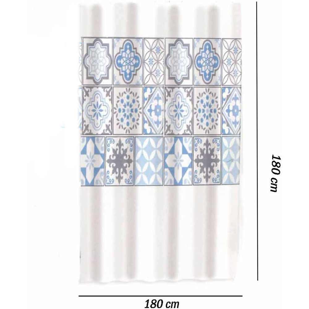 Tenda doccia impermeabile PVC 180x180cm 12 ganci motivo maiorca - ambraled