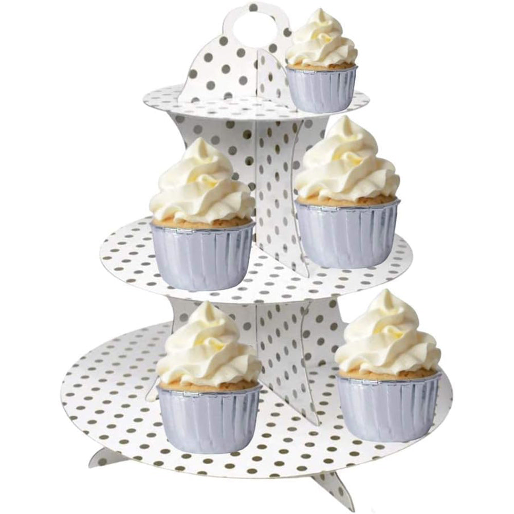 Alzatina 3 ripiani a pois – In cartone, per muffin, cupcake e dolci - ambraled