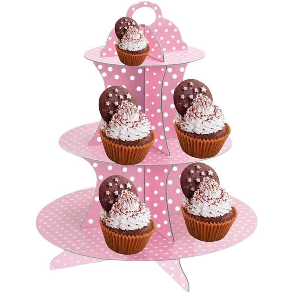 Alzatina 3 ripiani a pois – In cartone, per muffin, cupcake e dolci - ambraled