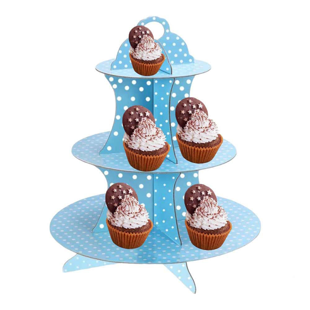 Alzatina 3 ripiani a pois – In cartone, per muffin, cupcake e dolci - ambraled