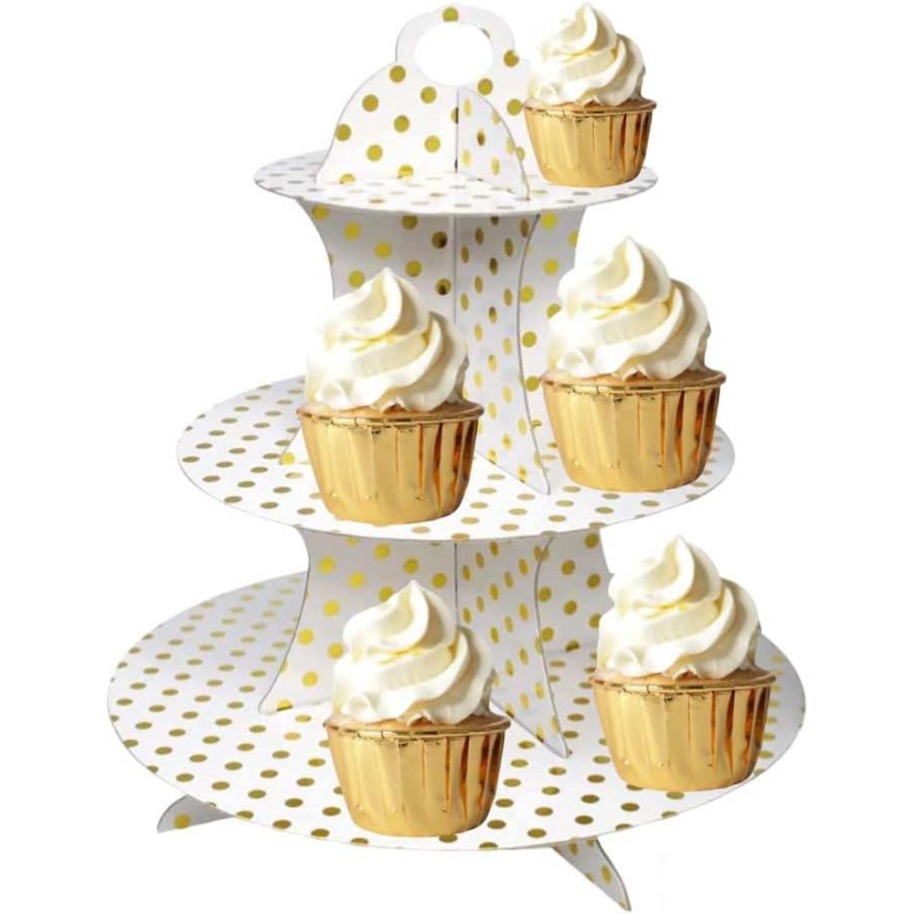 Alzatina 3 ripiani a pois – In cartone, per muffin, cupcake e dolci - ambraled