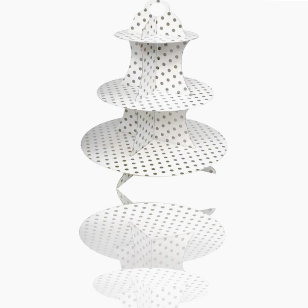 Alzatina 3 ripiani a pois – In cartone, per muffin, cupcake e dolci - ambraled