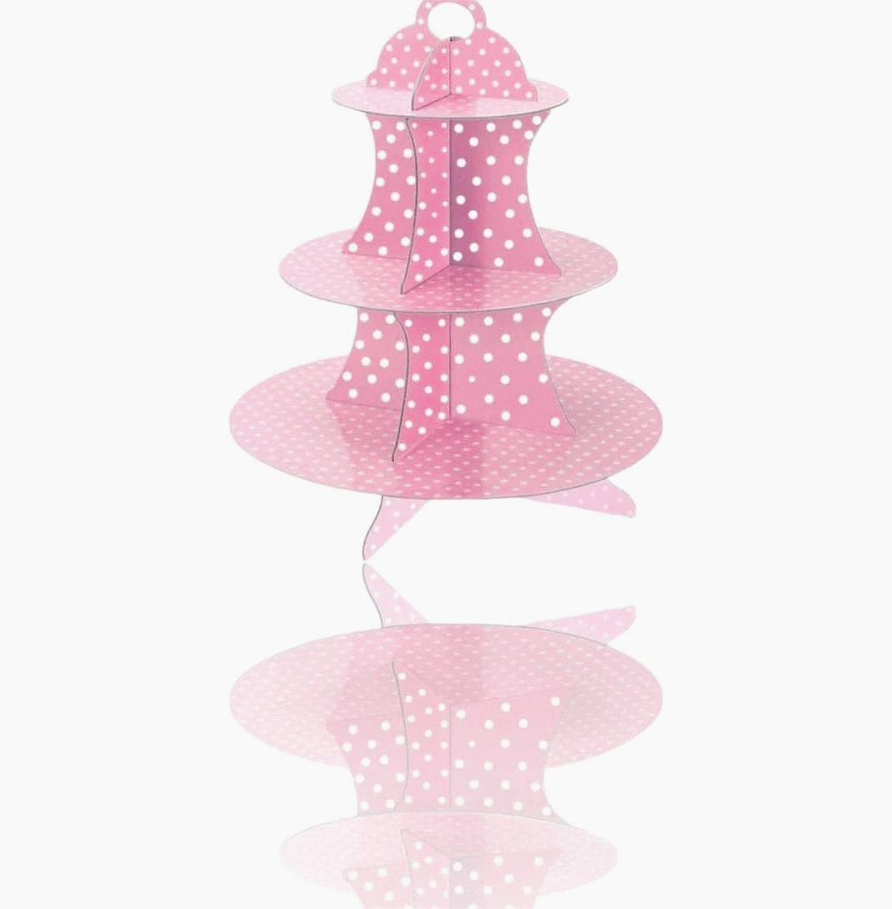 Alzatina 3 ripiani a pois – In cartone, per muffin, cupcake e dolci - ambraled