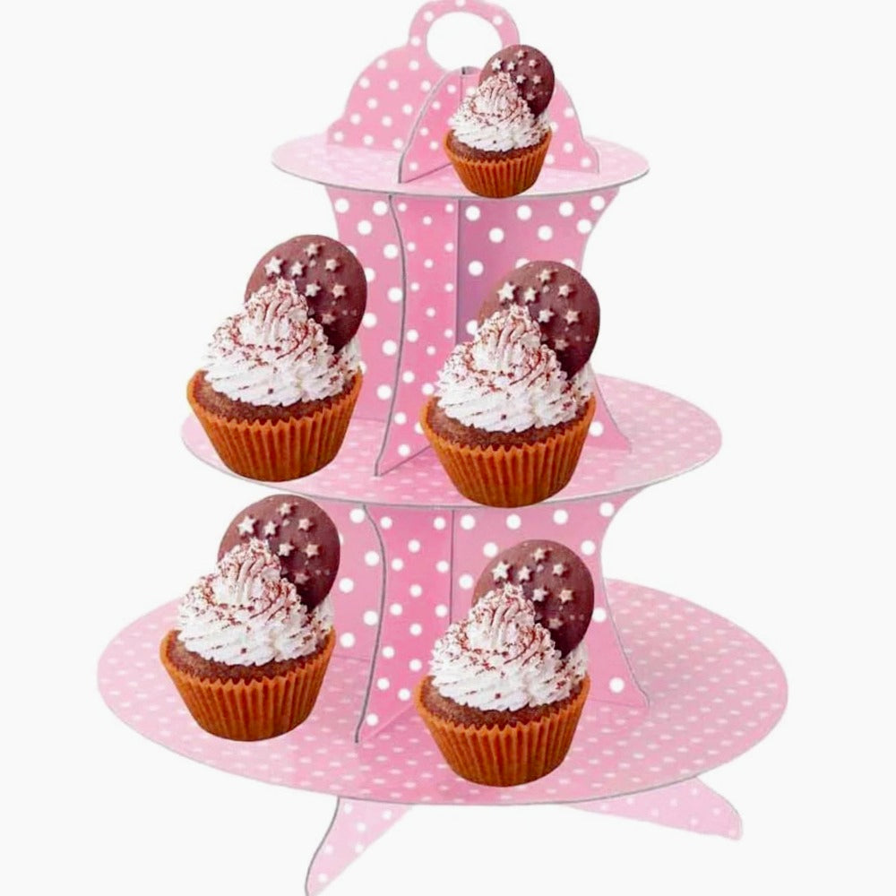 Alzatina 3 ripiani a pois – In cartone, per muffin, cupcake e dolci - ambraled