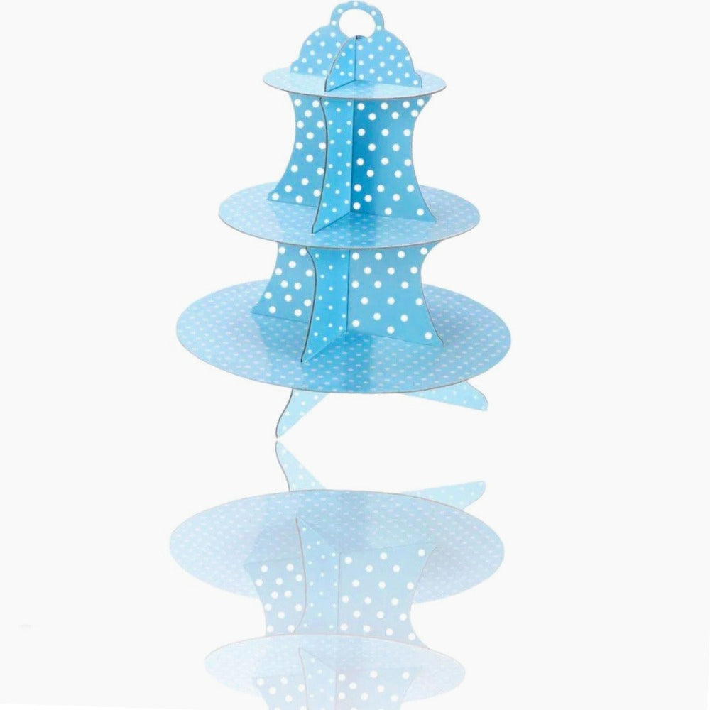 Alzatina 3 ripiani a pois – In cartone, per muffin, cupcake e dolci - ambraled
