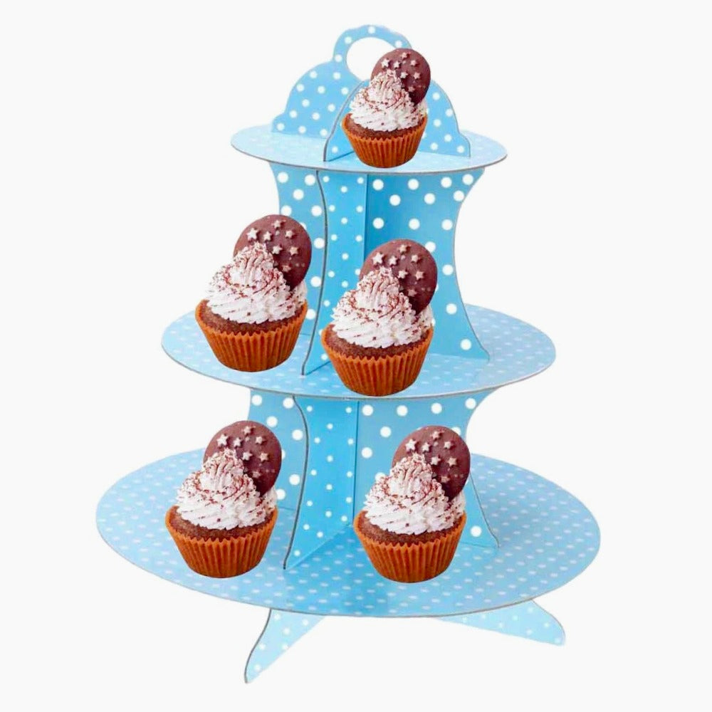Alzatina 3 ripiani a pois – In cartone, per muffin, cupcake e dolci - ambraled