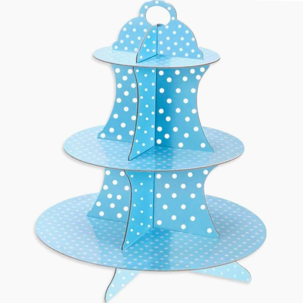 Alzatina 3 ripiani a pois – In cartone, per muffin, cupcake e dolci - ambraled