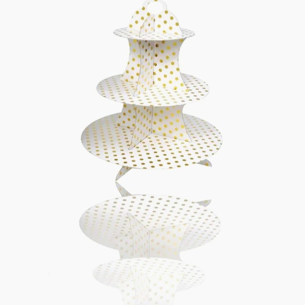 Alzatina 3 ripiani a pois – In cartone, per muffin, cupcake e dolci - ambraled