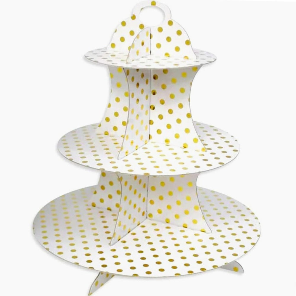Alzatina 3 ripiani a pois – In cartone, per muffin, cupcake e dolci - ambraled