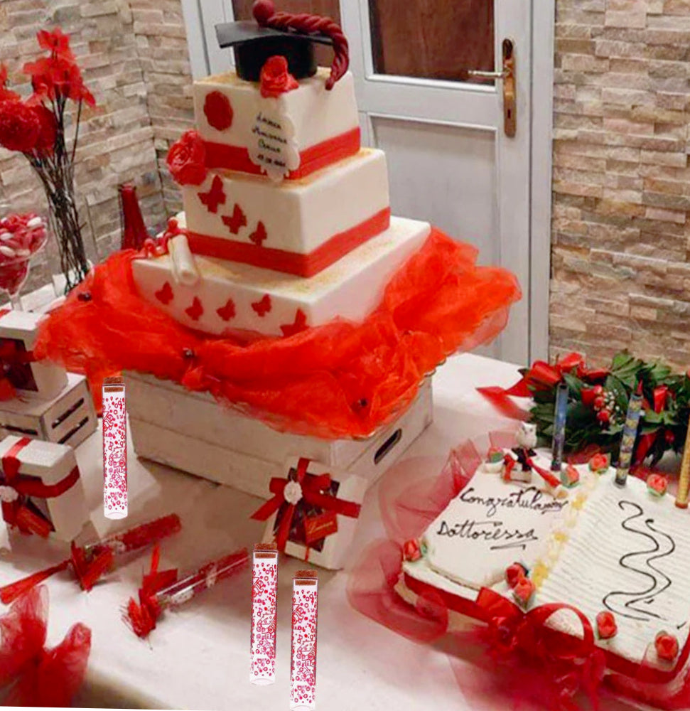 Bomboniere 12 pezzi – provetta rossa portaconfetti per laurea - ambraled