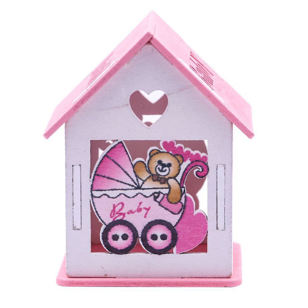 Set 12 scatoline portaconfetti a forma di casetta con orsetto in carrozzina - ambraled