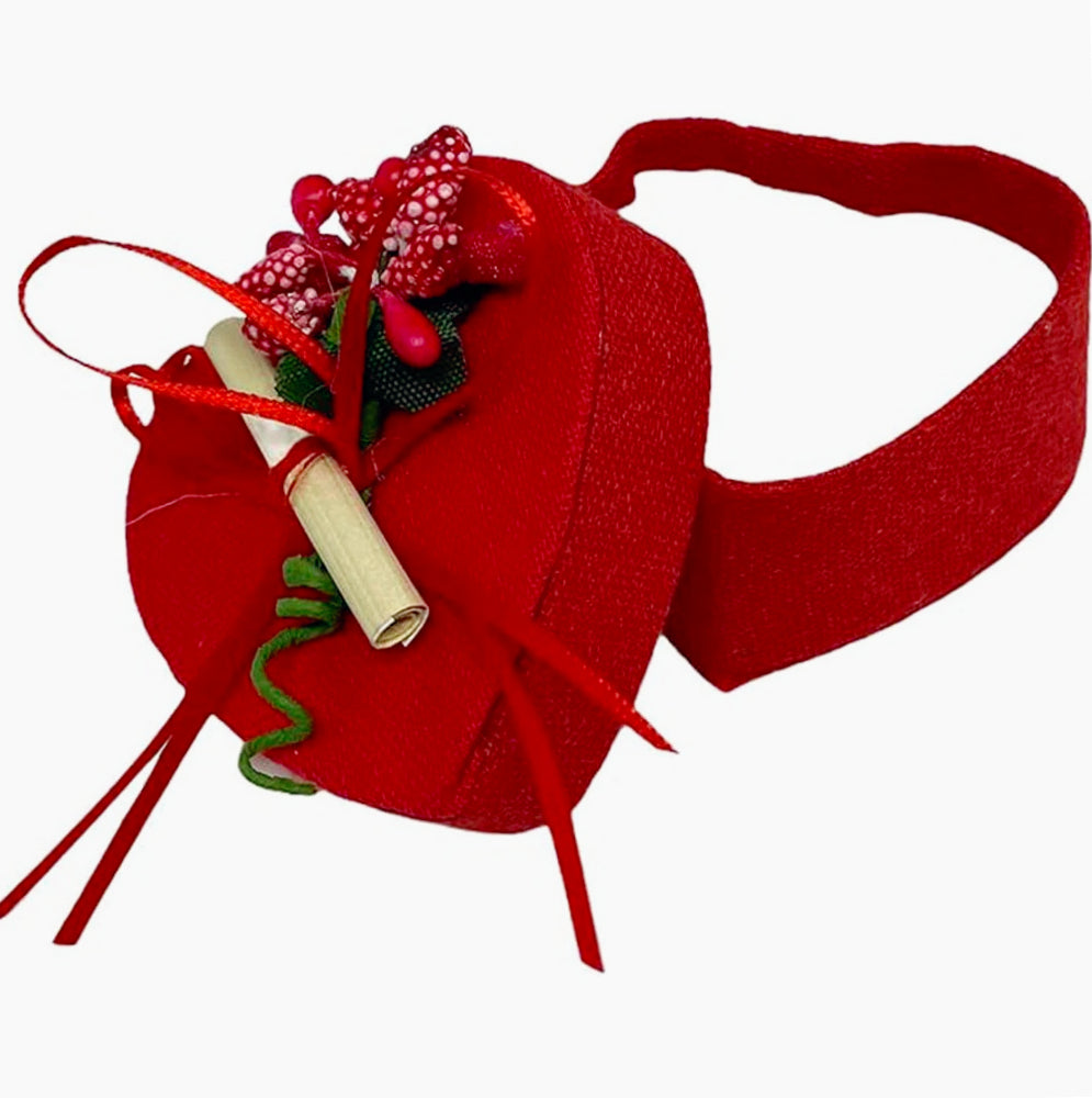 Set 12 bomboniere per laurea a forma di cuore in tessuto, con scatola portaconfetti - ambraled