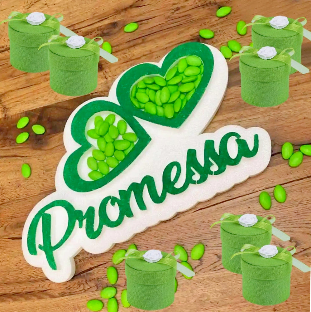 Set 12 scatoline portaconfetti rotonde, ideali come bomboniere per promessa di matrimonio - ambraled