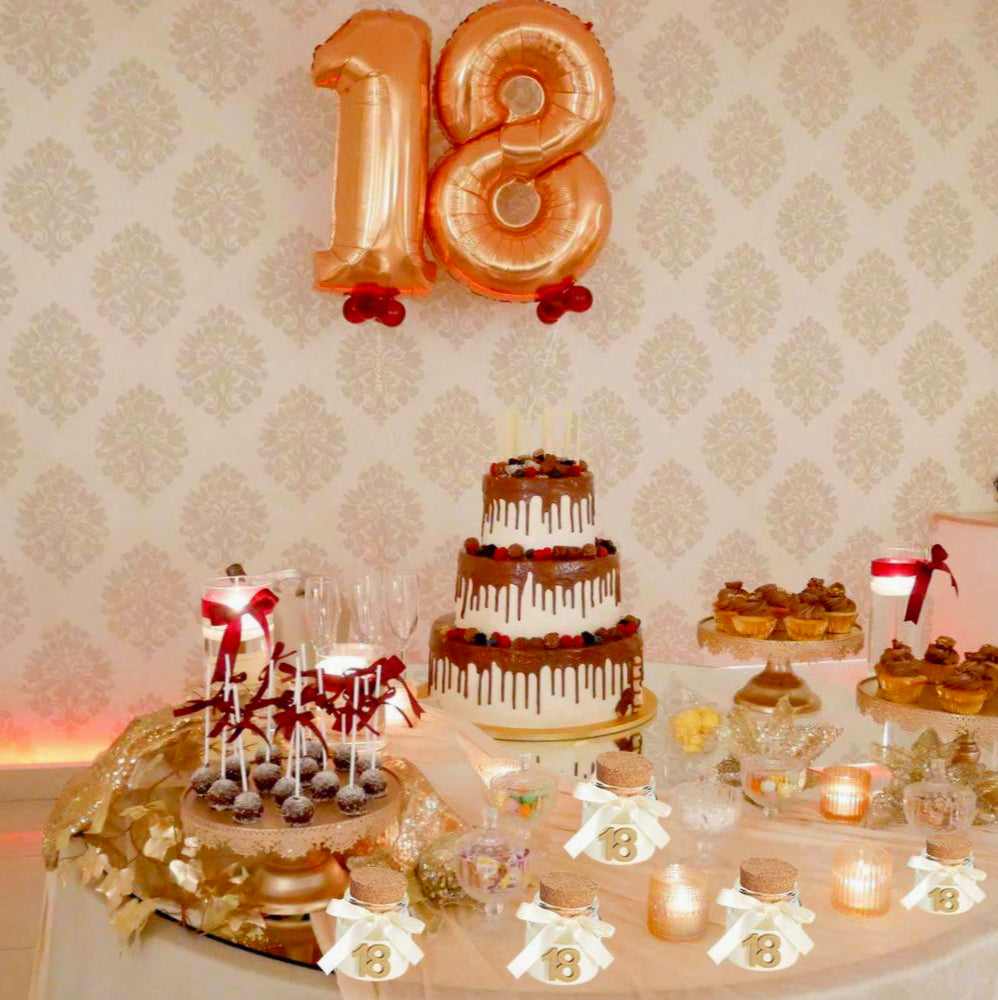 Bomboniere per 18 anni con confetti, 12 barattoli in stile elegante con tappo in sughero