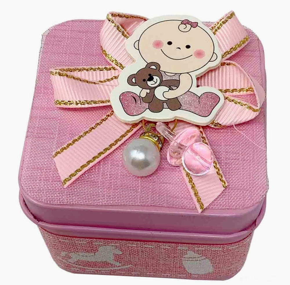 12 scatoline bomboniere portaconfetti – nascita e battesimo rosa celeste - ambraled