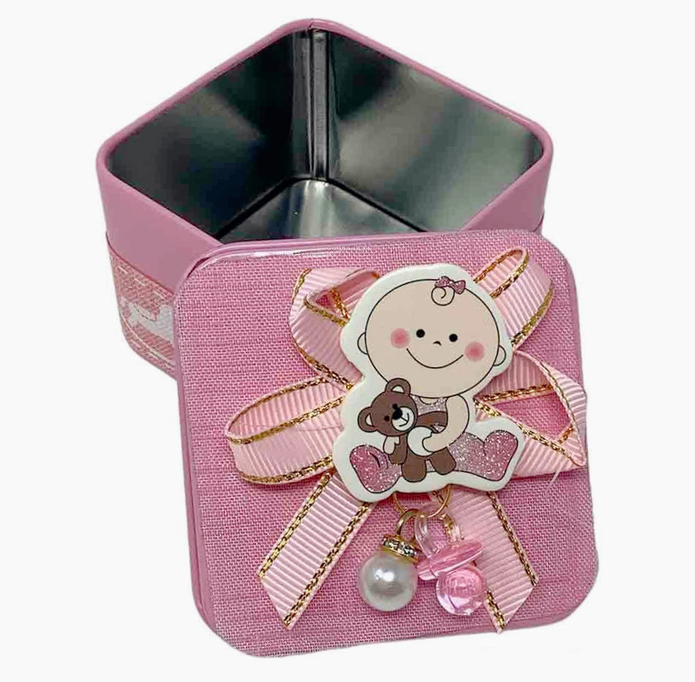 12 scatoline bomboniere portaconfetti – nascita e battesimo rosa celeste - ambraled