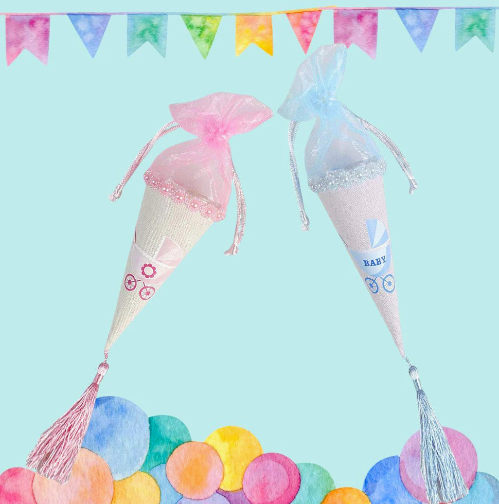 Coni portaconfetti – battesimo, nascita & baby shower rosa & celeste - ambraled
