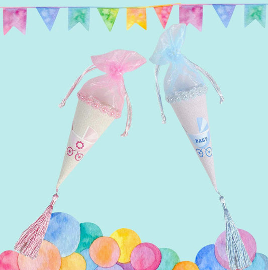 Coni portaconfetti – battesimo, nascita & baby shower rosa & celeste - ambraled