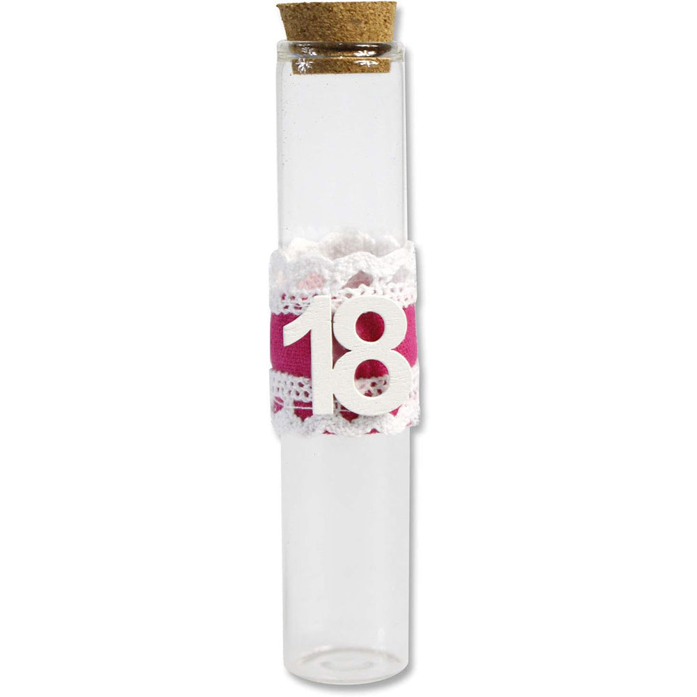 Set 12 bomboniere-portaconfetti a forma di provetta in vetro con tappo, perfette per i 18 anni - ambraled