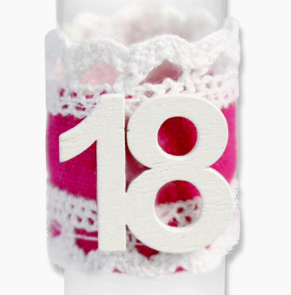 Set 12 bomboniere-portaconfetti a forma di provetta in vetro con tappo, perfette per i 18 anni - ambraled