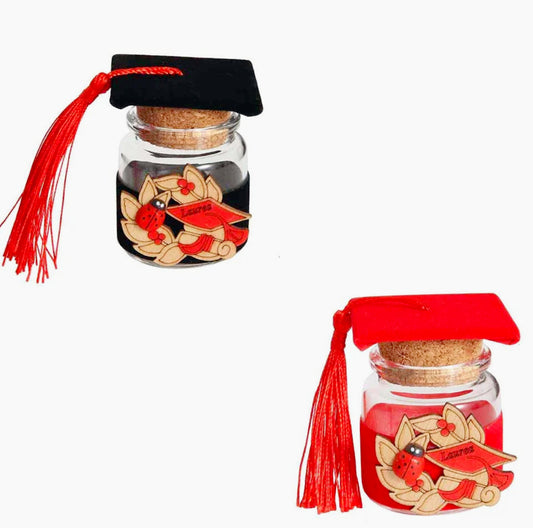 12 bomboniere portaconfetti – barattoli in vetro rosso o nero per laurea - ambraled