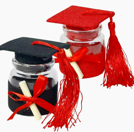 Bomboniere portaconfetti 12 pezzi per la laurea barattolo di vetro - ambraled