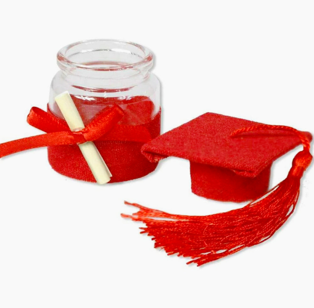 Bomboniere portaconfetti 12 pezzi per la laurea barattolo di vetro - ambraled