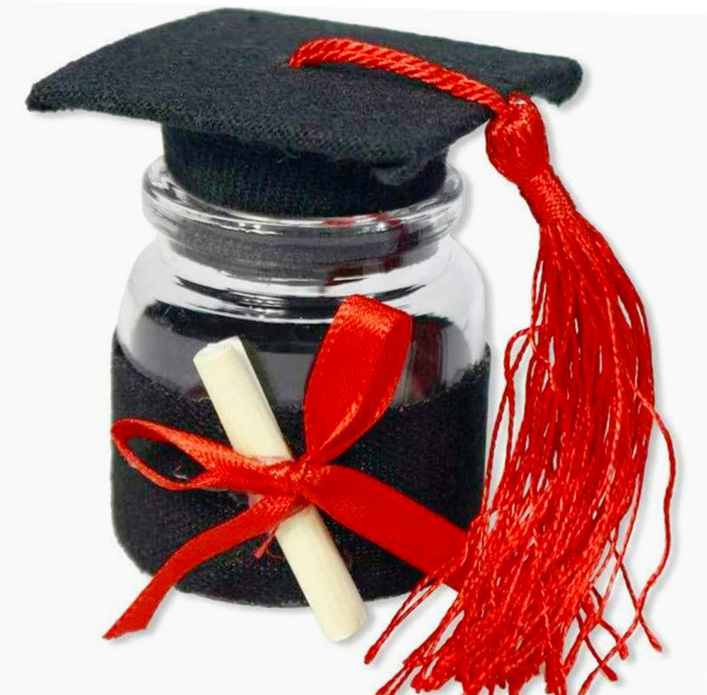Bomboniere portaconfetti 12 pezzi per la laurea barattolo di vetro - ambraled