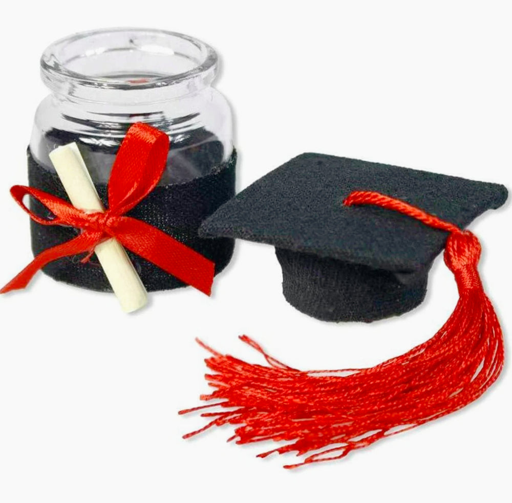 Bomboniere portaconfetti 12 pezzi per la laurea barattolo di vetro - ambraled