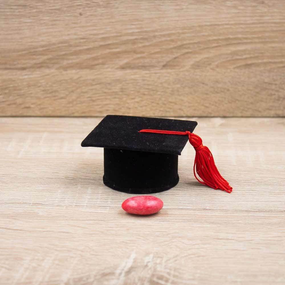 Set 12 scatoline porta confetti a forma di cappello toppo in velluto – bomboniere laurea - ambraled