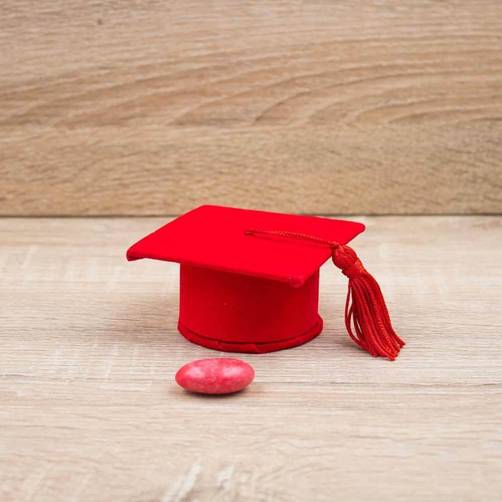 Set 12 scatoline porta confetti a forma di cappello toppo in velluto – bomboniere laurea - ambraled