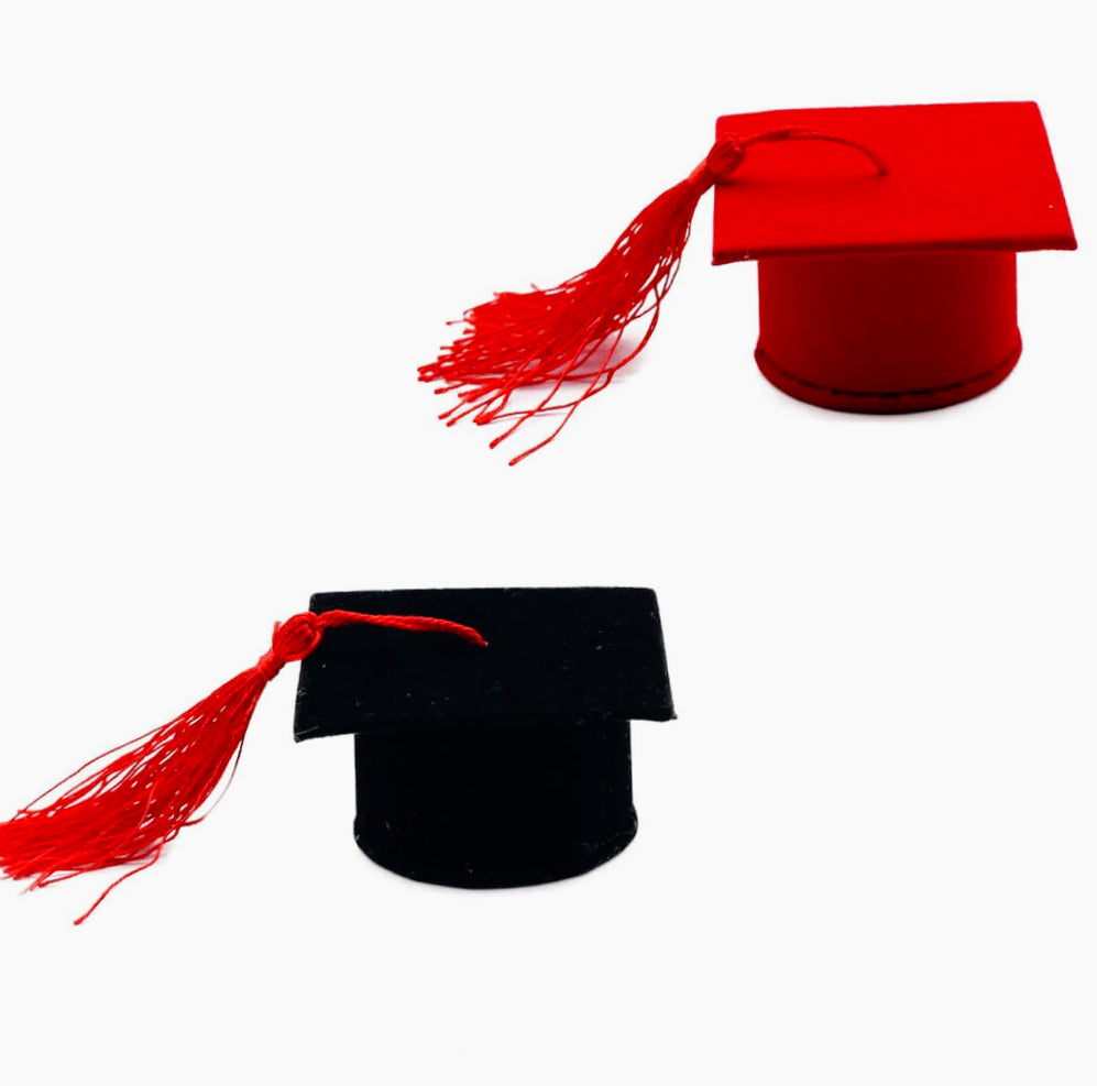 Set 12 scatoline porta confetti a forma di cappello toppo in velluto – bomboniere laurea - ambraled