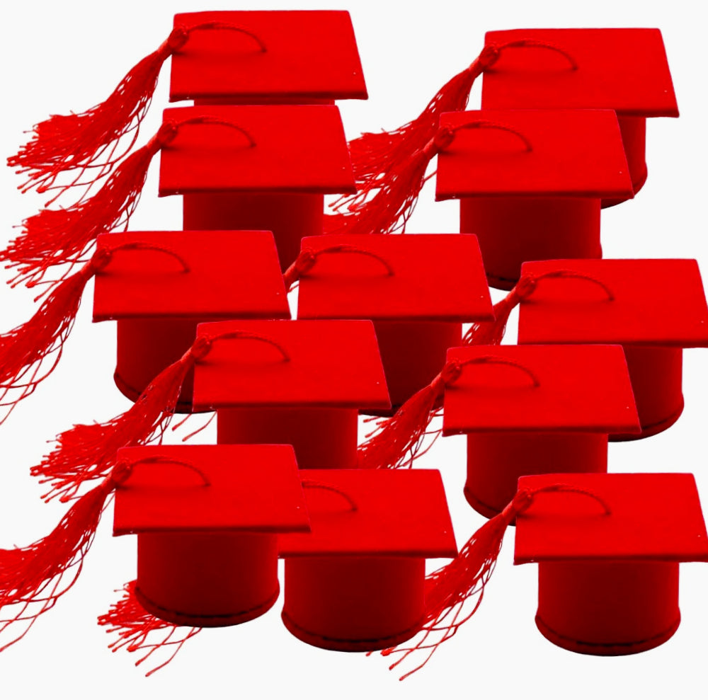 Set 12 scatoline porta confetti a forma di cappello toppo in velluto – bomboniere laurea - ambraled