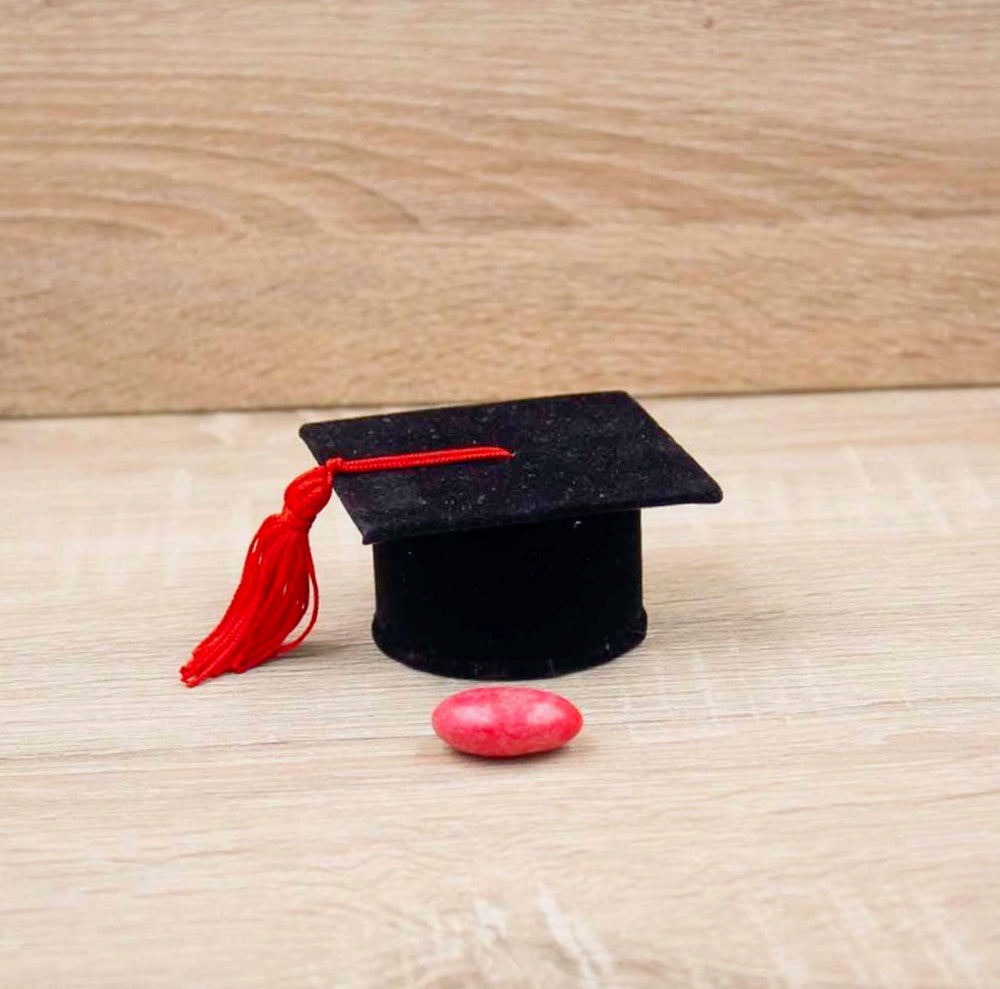 Set 12 scatoline porta confetti a forma di cappello toppo in velluto – bomboniere laurea - ambraled