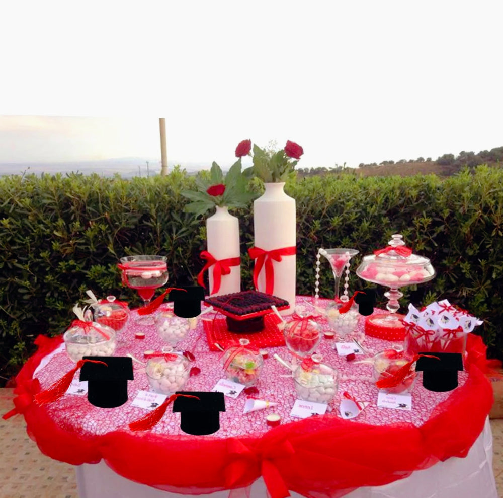 Set 12 scatoline porta confetti a forma di cappello toppo in velluto – bomboniere laurea - ambraled