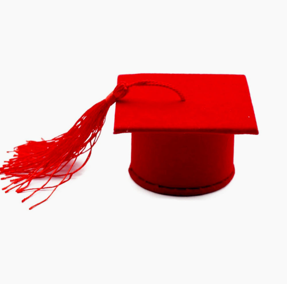 Set 12 scatoline porta confetti a forma di cappello toppo in velluto – bomboniere laurea - ambraled