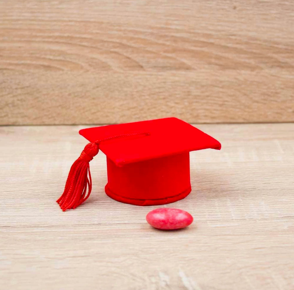 Set 12 scatoline porta confetti a forma di cappello toppo in velluto – bomboniere laurea - ambraled
