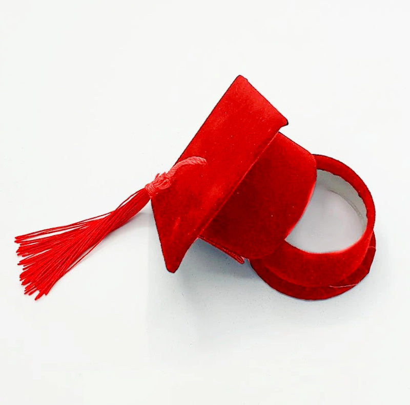 Set 12 scatoline porta confetti a forma di cappello toppo in velluto – bomboniere laurea - ambraled