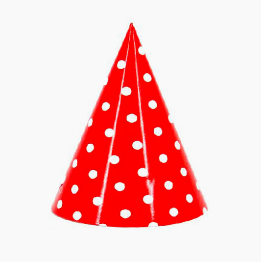 Cappellini carta 12 pezzi – a cono rosso con pois per feste - ambraled
