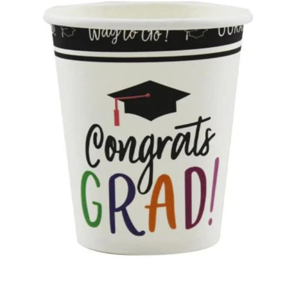 Coordinato festa laurea nero – 73 pz (piatti, bicchieri, tovaglioli, tovaglia) - ambraled