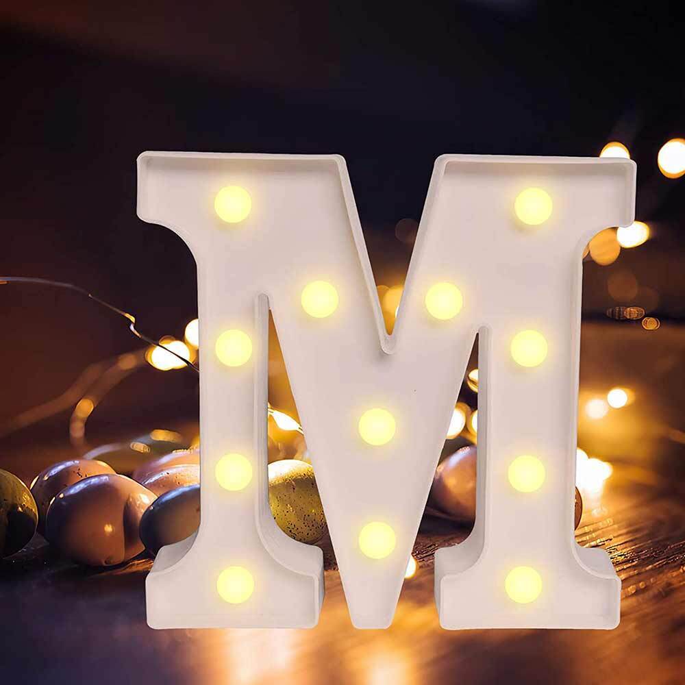 Lettere luminose LED alfabeto A-Z – Luce calda per decorazione casa, compleanni, nozze, feste, bar e eventi - ambraled