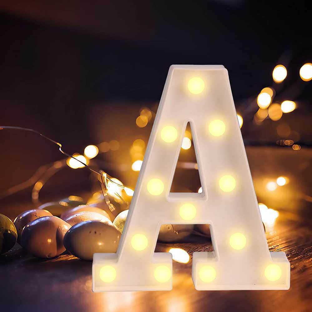 Lettere luminose LED alfabeto A-Z – Luce calda per decorazione casa, compleanni, nozze, feste, bar e eventi - ambraled