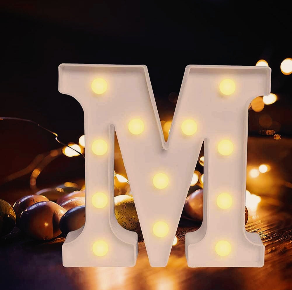 Lettere luminose LED alfabeto A-Z – Luce calda per decorazione casa, compleanni, nozze, feste, bar e eventi - ambraled