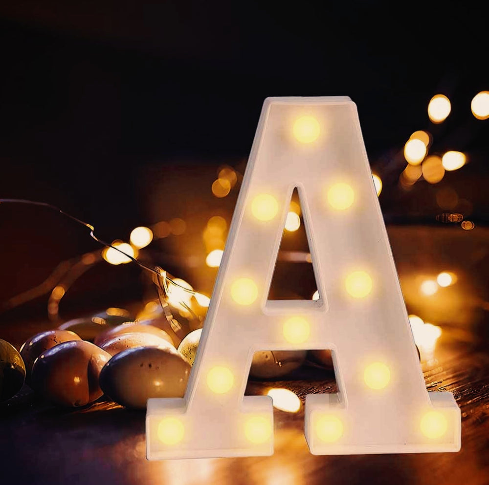 Lettere luminose LED alfabeto A-Z – Luce calda per decorazione casa, compleanni, nozze, feste, bar e eventi - ambraled